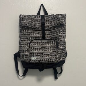 TOMS Black and White Patterned Backpack